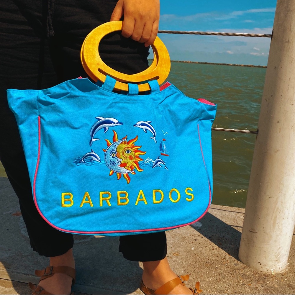 Vintage Barbados beach bag